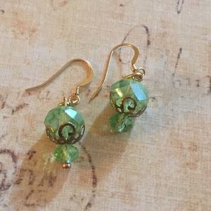 Swarovski element green crystal drop earrings